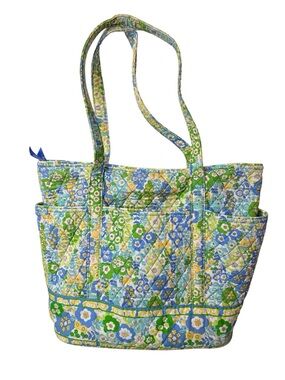 Vera Bradley Go Round Tote-English Meadows Blue/Green/Yellow GUC